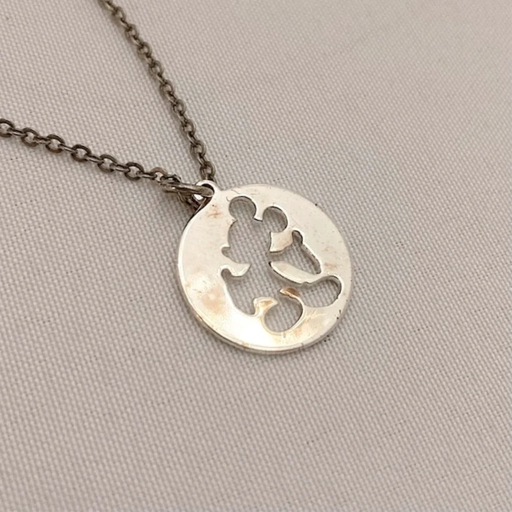 Vintage Claire’s Mickey Mouse Silver Pendant Necklace Disney